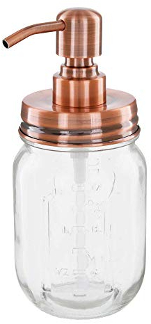 ALTGLAS Vintage Seifenspender aus Retro Mason Jar Einmach Glas im Landhaus Stil - 473 ml Nachfüllbar - mit 304 Edelstahl Pumpkopf Deckel (Vintage Kupfer)
