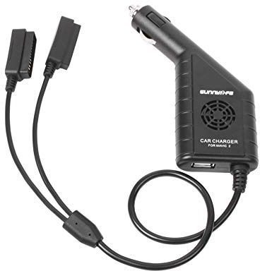 Yangers Car Charger for DJI Mavic 2 Zoom Pro, 3 in 1 Car Charger Adapter for Two Mavic 2 Zoom/Pro Battery + 1 Remote Controller (Black) …
