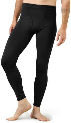 LAPASA Pantalon Thermique Homme Bas Caleçon Long sous-Vêtement Chaud Automne/Hiver M10 L Noir (1 Pantalon)