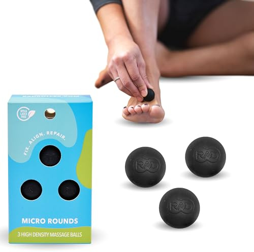 RAD Micro Rounds - Set di 3 palline per massaggio dei tessuti profondi da yoga (palline da 1,9 cm, rilascio miofasciale mirato per piedi, fascite plantare, mascella e mani, terapia