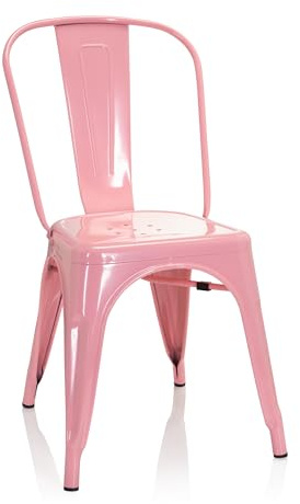 hjh OFFICE 645051 Bistrostuhl VANTAGGIO Comfort Metall Rosa im Industry-Design, stapelbar