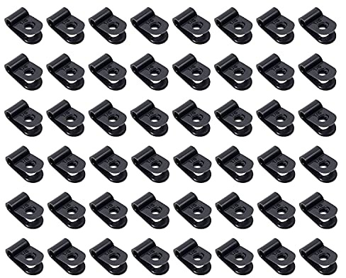 Shapenty Nylon Screw Mounting R Type Cable Clamp Fastener Plastic Wires Cord Clip Fixer Holder Organizer for 1/8Inch / 3.2mm Diameter Wire Rope Tube Management, 120PCS (Black)