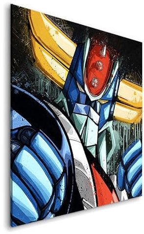 Pop Street Lovers Tableau décoratif Goldorak Encre - Toile imprimée sur châssis - Décoration Murale Salon Chambre (80cm x 80cm)