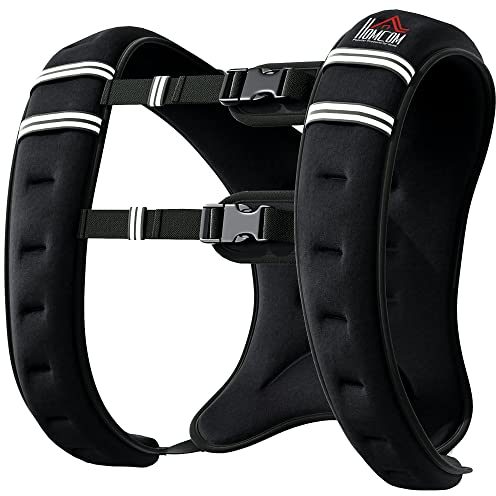 HOMCOM Gewichtsweste 5 KG / 8 KG / 10 KG verstellbare Trainingsweste mit herausnehmenbar Gewichten Laufweste Damen Herren für Muskelaufbau Krafttraining, Laufen, Fitness, Cross Training