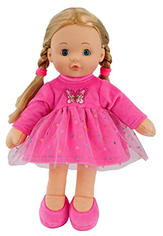 Bibi Doll 12 Rag Doll Betty Rags - Baby Dolls For Girls Boys - Rag Doll With Hair, Vinyl Styling Head, Cuddly Soft Body, Open Close Eyes, Pink Clothes - Gifts For Girls Boys Ages 18 Months And Up