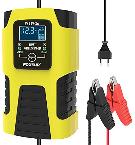 HUIOP Chargeurs de batterie de voiture 6V/2A 12V/2A Chargeurs de batterie intelligents entièrement automatiques Mainteneur Chargeurs portables à ruissellement Désulfateur de batterie pour moto de voit