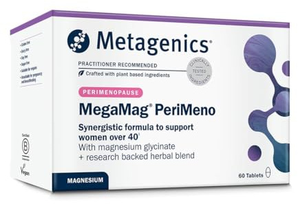 Metagenics MegaMag PeriMeno - with Vitamin B6 & B12, Magnesium Glycinate, Sage, Ashwagandha and Saffron - 60 Tablets