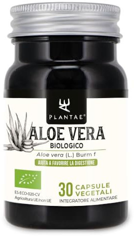 Aloe Vera ecologica * Plantae * 30 capsule vegetali * Concentrato di foglie di aloe vera * Digestione + sistema immunitario