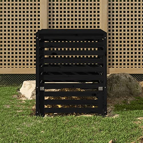 ShGaxin Compostador de Madera Maciza de Pino Negro 82,5x82,5x99,5 cm, Compostadora Organica Jardin, Vermicompostador, Composteras Huerto, Compostera Domestica