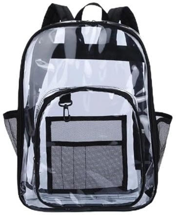 NLONLL Durchsichtiger Rucksack Transparent Schulrucksack Klarer Rucksack Stadion Zugelassen Bibliothek Tasche PVC Buchtasche Stadiontasche für Konzertsport Schule College Sport Beruf Reise