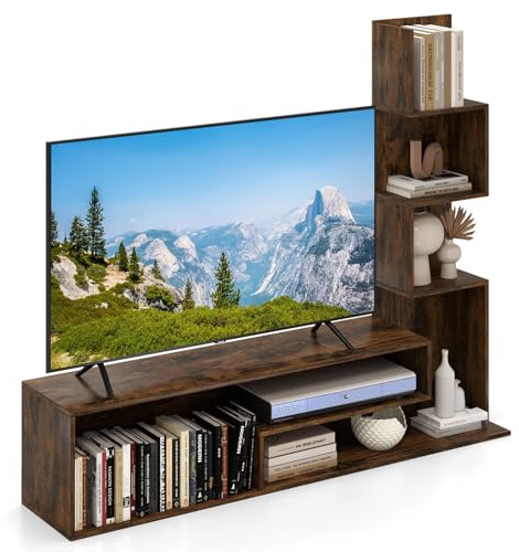 COSTWAY Mobile per TV a Cubi per TV Fino a 50”, Tavolo Console Media con Mensole di Stoccaggio a Forma di L e Scomparti Aperti, Centro di Intrattenimento per Soggiorno, Ingresso (Industriale)