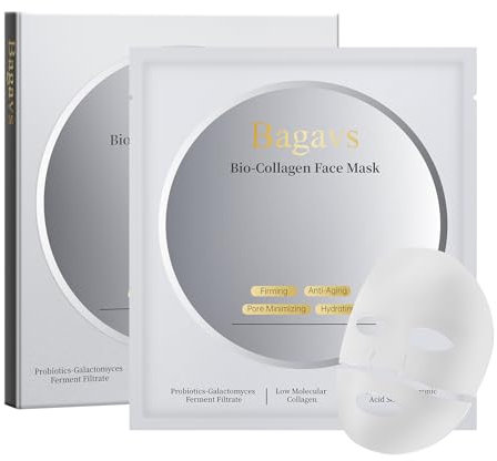 Bio Collagen Face Mask Overnight Hydrating Mask for Skin Care, Pore Minimizing, Anti-Aging, Pack of 4