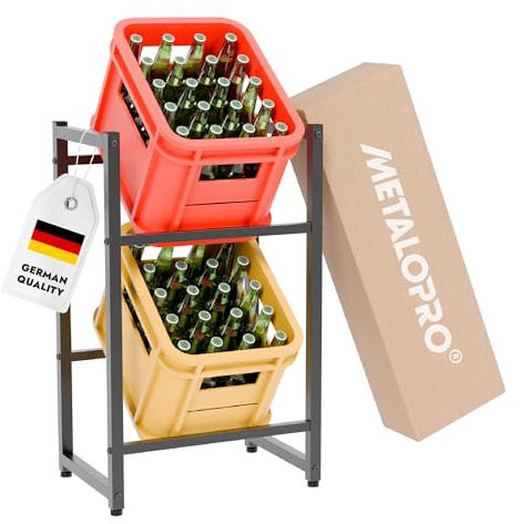 MetaloPro Depot – Stabile scaffale per casse di bevande, birra, frutta e verdura, ideale in cantina, garage, dispensa, 47 x 32 x 75 cm