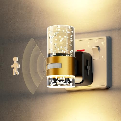 LOHAS-LED Night Light, Motion Sensor Night Light Plug in Wall, ON/Off/AUTO Modes, 3000K Warm White, 0-100LM Dimmable, Acrylic Nightlight Plug in for Hallway Kitchen Bedroom