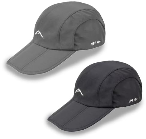 Winsegom 2Pcs Waterproof Men Baseball Caps, Sun Protection Baseball Cap with Long Brim, Breathable Men Hats with Adjustable 55-60cm for Mens Running Climbing Walking Sports
