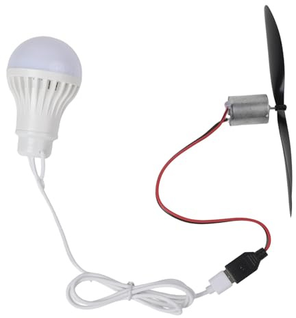 CashMuch Générateur d'énergie éolienne avec lumière USB pour l'éducation et le montage, construction ABS et métal, ampoule 5 W et câble de 1 m inclus