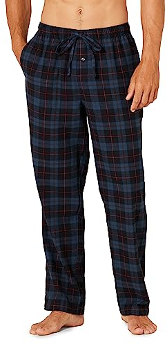 Amazon Essentials Pantalon de Pyjama Respirant en Flanelle (Disponible en Grandes Tailles et Grandes Longueurs) Homme, Noir Bleu Écossais, L