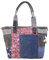 Sunsa Damen Handtasche. Große Nachhaltige Schultertasche aus Recycelte Jeans Canvas & Leder. A4 geeignet Shopper Tasche Tote Damentasche in Vintage Stil. Handgelenktasche in blau/rot
