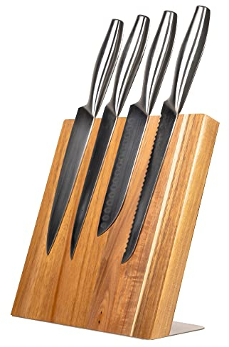 Coninx Quin XL Portacoltelli Blocco Magnetico 27.5x27.5CM | Ceppo Coltelli Vuoto | Modello Universale in Legno di Acacia | per Coltelli di Cucina