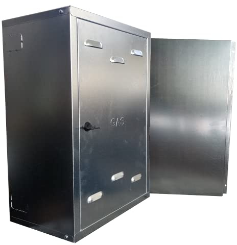 Cassetta contatore gas con schienale zincato 6/10 (PUGLIELLI SRL certificata ISO 9001:2015) fornita in kit di montaggio e chiave quadrata (50x30x25)