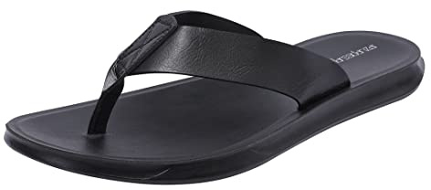 Harssindanzar Sandali infradito da uomo, perizoma estivo Confortevole supporto per arco Scarpe da spiaggia con plantare in morbida pelle microfibra KM215,Nero,taglia 45