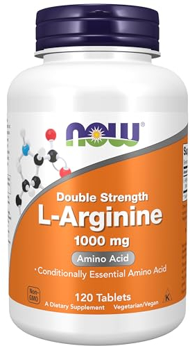 Now Foods, Double Strength L-Arginine, 1000 mg, 120 Compresse vegane, Aminoacido, Testato in Laboratorio, Senza Glutine, Senza Soia, Senza OGM