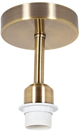 Brushed Antique Brass Ceiling Light Fitting for Industrial Style Light Bulbs | 12cm x 17cm | Suitable for Lamp Shades with E27 Lamp Holder by Happy Homewares