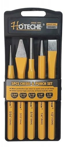 Set 5 scalpelli cacciaspine bulini cacciachiodi punzoni per meccanico in acciaio al cromo vanadio