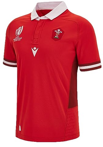 Macron Camiseta de rugby de Gales Rugby World Cup 2023 para hombre, réplica de la camiseta roja, rosso, XXL