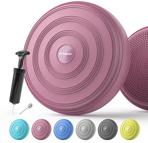 FITMIND Inflated Wobble Cushion,Circular Non-slip Texture for Comfortable Sitting, Extra Thick Dyna Disc with Pump for Core Strength,Wiggle Seat to Improve Posture, Fitness,660lb Load Capacity-Red