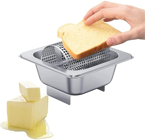 Rodillo de mantequilla, rueda de mantequilla para plancha, rodillo esparcidor de mantequilla de acero inoxidable, rodillo de mantequilla, diseño de rodillo perforado extraíble, fácil de limpiar