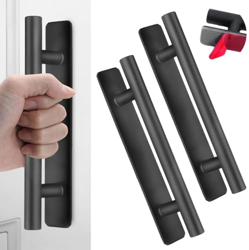 WDZGX Schrankgriffe Ohne Bohren Türgriffe Küche Edelstahl Schrankgriff Möbelgriffe Ohne Schrauben Selbstklebend Schubladengriff für Kleiderschrank Badezimmer Schlafzimmer 2Stk 127mm Schwarz