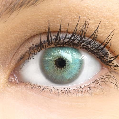 GLAMLENS lentillas de color - gris Capri Gray + contenedor. 1 par (2 piezas) - 90 Días - Sin Graduación - 0.00 dioptrías - blandos - Lentes de contacto gris de hidrogel de silicona s