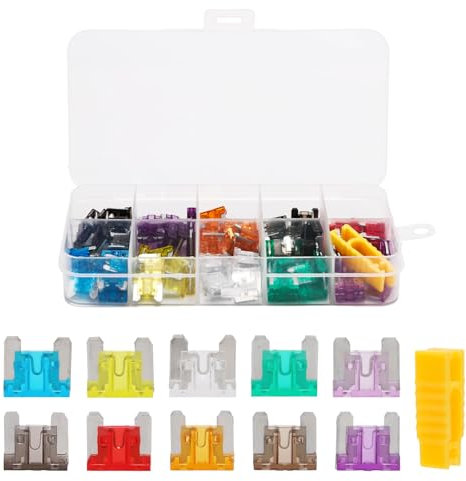 100pcs Mini Car Fuse Assorted Kit, Micro Blade Car Fuses Kit Automotive Replacement Small Fuses Efficient Auto Replacement Fuses Assortment (2Amp/3A/5A/7.5A/10A/15A/20A/25A/30A/35A) for Trucks Ships