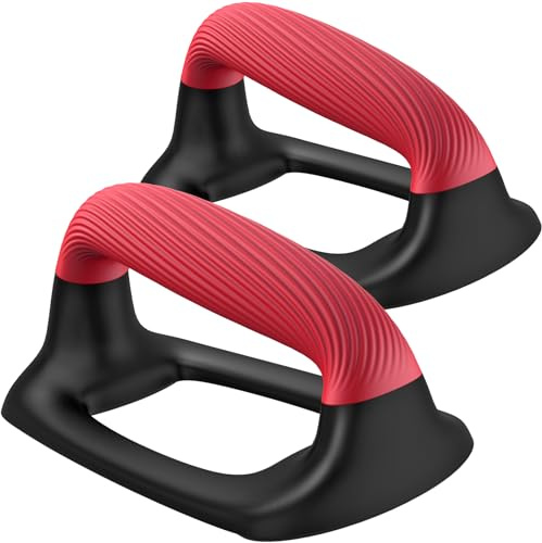 Kipika Push Up Bars, Pushup Stands With Thickened Soft Plastic Handle, Stable and Non-Slip Base, Pushup Handles Perfect for Floor Strength Training (C: Black & Red)