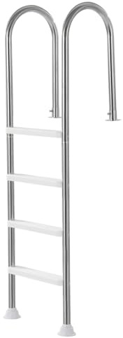 VEVOR Scaletta per Piscina 4 Gradini con Corrimano Doppio, Gradini Antiscivolo Resistenti, Scaletta Sicurezza per Piscina in Acciaio Inox, Capacità di Carico 120 kg per Piscine Interrate da 137 cm