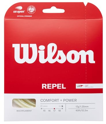 Wilson Repel 17 Reel (Natural) Tennis String Set, Provides Supreme Control and Amplified Spin, Reliable Feel and Durable Performance, Colour: Natural, Size: 17G