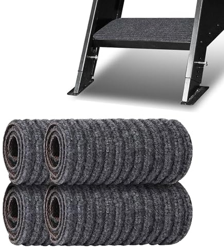 MZSX 4 PCS Tappetino per Gradini per Camper, Tappetino Gradini Camper Antiscivolo, Grigio, Accessori per camper, per Gradini Manuali Multistrato e Gradino Elettrico Monostrato(49,5 x 19 cm)