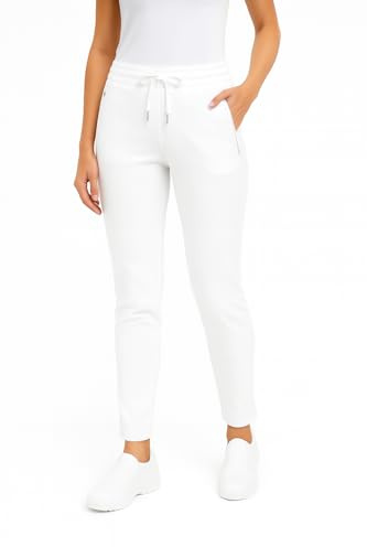 MEDIFASHION 24 Damen Pflegehose,Bequeme Stretch-Arbeitshose für Pflegekräfte, Ärzte,Atmungsaktiv, pflegeleicht & formstabil (DE/NL/SE/PL, Numerisch, 40, 42, Regular, Regular, weiß)