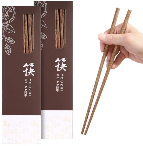 20 PaiaBacchette di Legno, Set Bacchette Giapponesi, Sushi Bacchette Cinesi Cinesi Lavabili in Lavastoviglie per mangiare sushi, spaghetti di riso e piatti asiatici