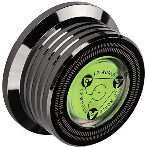 Cocoarm Stabilisateur de Poids de Plateau Tournant en Aluminium pour Tourne-Disque, Pince à Disque avec Niveau à Bulle pour Une qualité Sonore Améliorée (Noir Brillant)