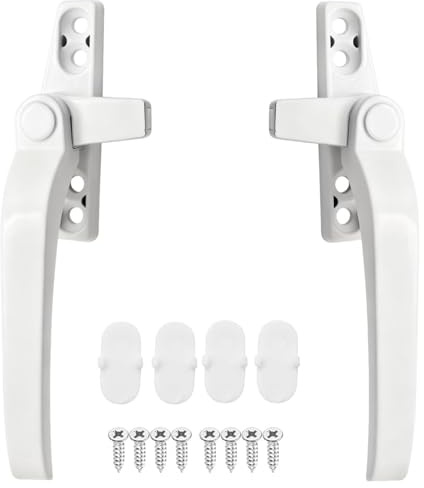Cnwinu 2 stycken fönsterhandtag låsbara, låsbara fönsterhandtag vita av aluminiumlegering, höger/vänster, fönsterhandtag, låsbart, fönsterskydd för UPVC-fönster och skjutdörrar