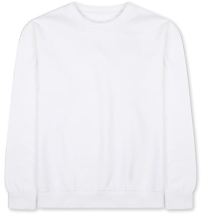 The Essentials Wardrobe Unisex Sweatshirt Mens and Ladies 1 & 2 pack Pullover Jumper Soft Brushed Inside Crew Neck Top Ribbed Cuffs Casual Workwear Sports Leisure Long Sleeve White Sweatshirt
