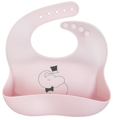 Kemi Goods Babero de silicona para bebé con bolsillo grande, rosa, Talla única