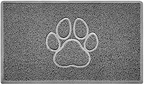 Nicoman Paw Embossed Shape Indoor Outdoor Dirt-Trapper Door Mat Washable Barrier Heavy Duty Doormat - (Watertight Rubber-Back, Medium, Grey, 75 x 44cm)