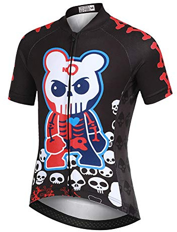 YFPICO Enfant Maillot de Cyclisme Vélo VTT Vêtements Manches Courtes Short Cuissard Séchage Respirant, Noir, 9-10 Ans/L