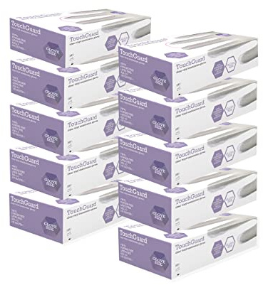 TouchGuard Gants jetables en vinyle transparent, non-poudré, boîte de 10*100, taille M