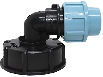 TOP-VIGOR Adaptateur de réservoir IBC S60x6 - Raccord fileté pour raccord de tuyau d'eau - Sortie coudée 20 mm