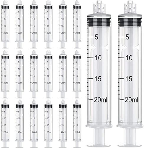 Lot de 10 Seringues Luer Lock de 20 ml, Scellées Individuellement Stériles en Plastique Luer Lock de 20 ml, Artisanat, Alimentation des animaux de Compagnie