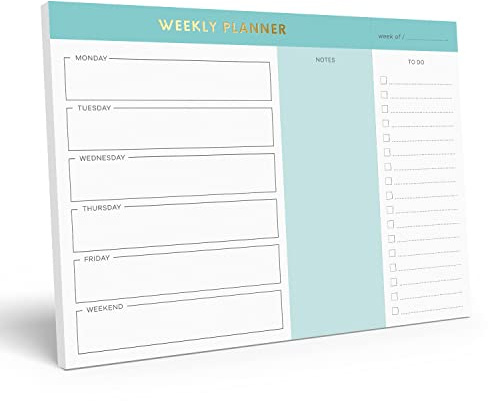Sweetzer & Orange Weekly To Do List Pad. Gold Foil Weekly Scheduler Notepad with Daily Journal Agenda Squares. 7x10” Day Planner 2026 - Student Diary, Work Guide, and Checklist Note Pad.